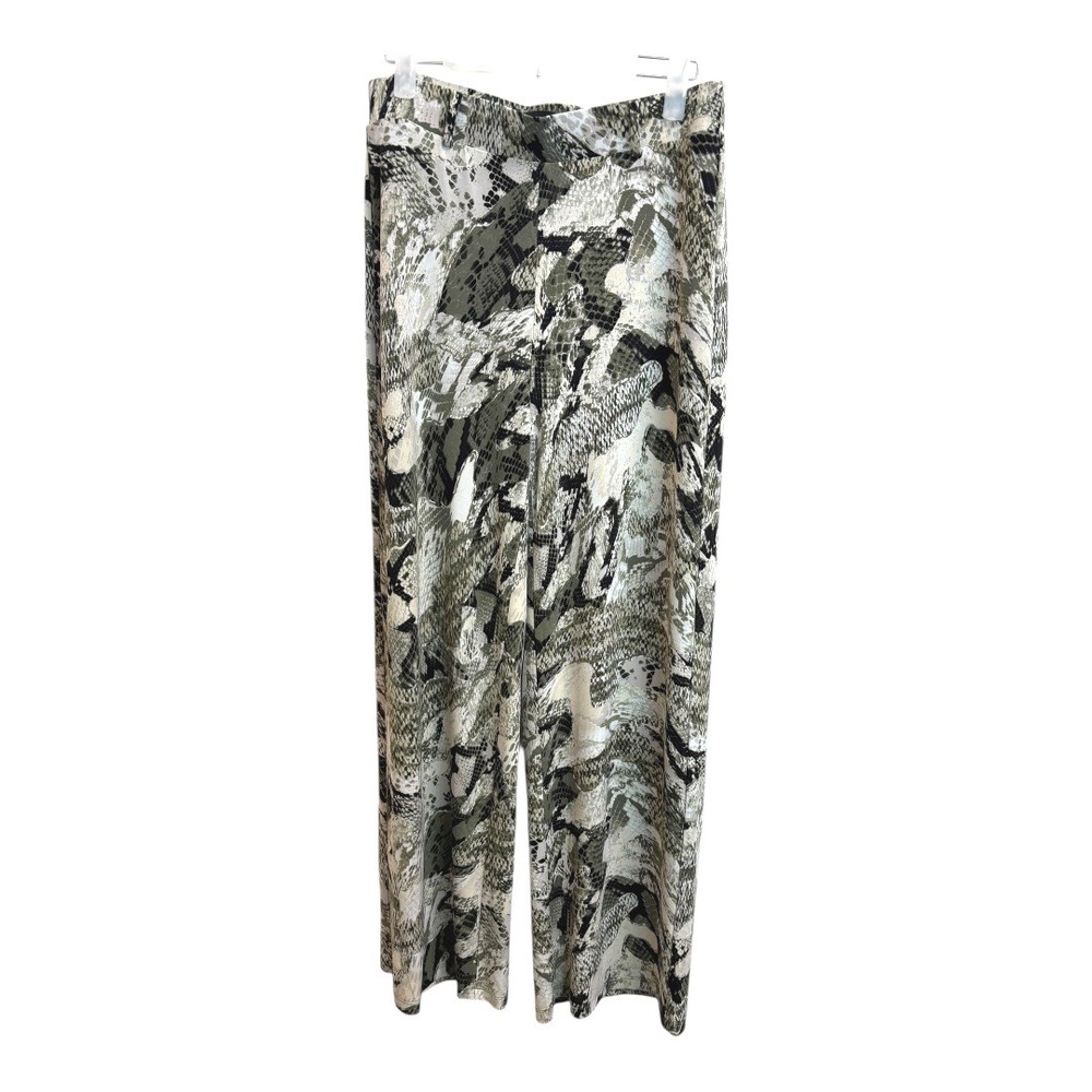 White House Black Market WIde Leg Highrise Olive Combo Camo Print Pants sz S NWT